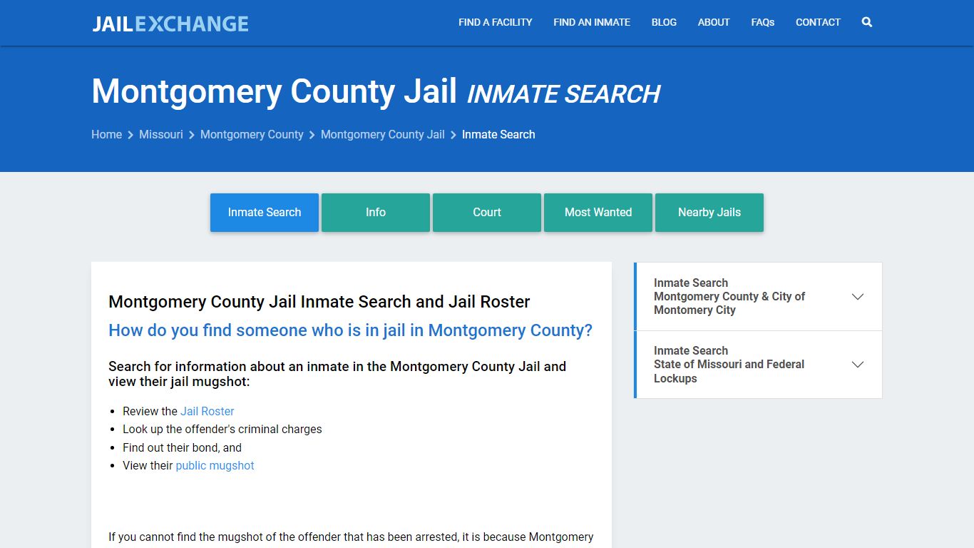 Inmate Search: Roster & Mugshots - Montgomery County Jail, MO