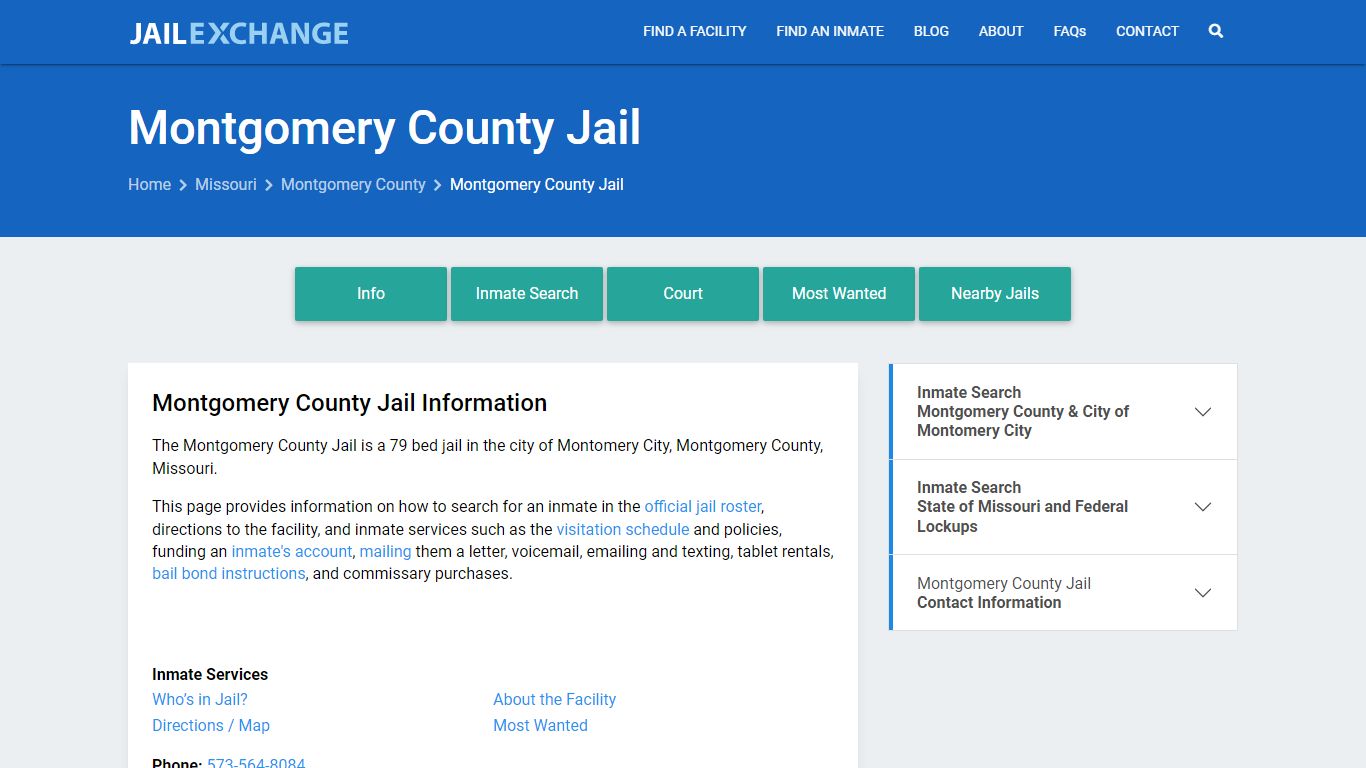 Montgomery County Jail, MO Inmate Search, Information